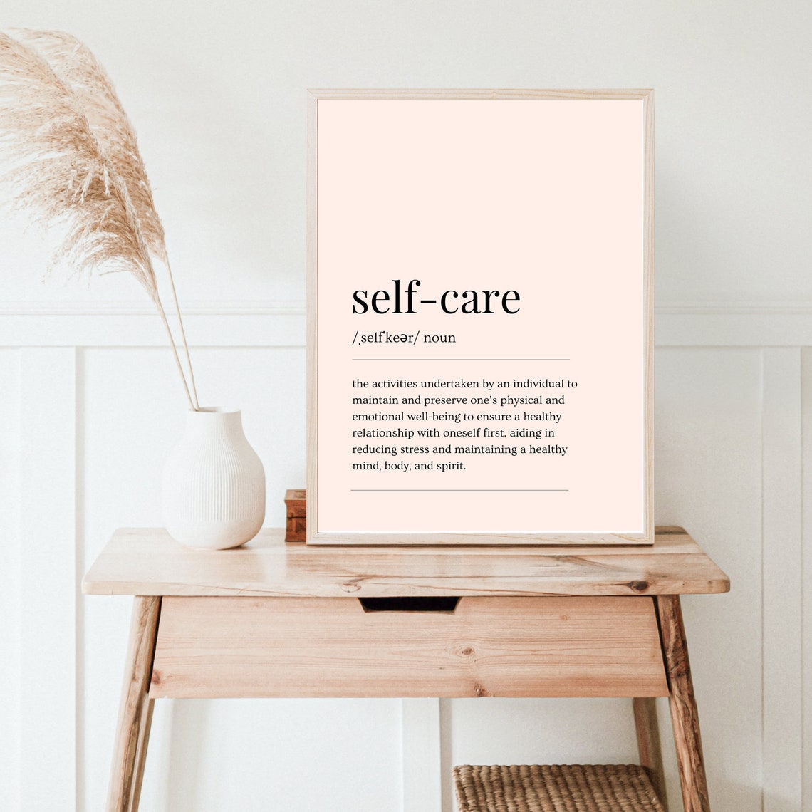 Self Care Definition Blush Minimalist Wellness Decor Wall Poster - Image 4
