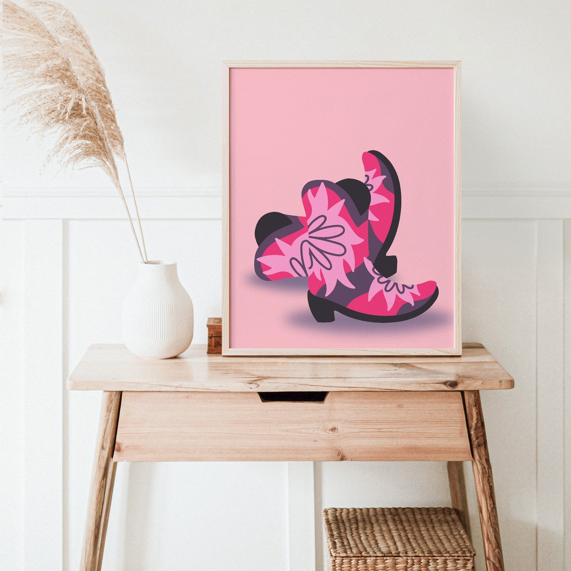 Western Cowgirl Boot Wall Art Instant Coastal Cowgirl Teen Cowgirl Bedroom Dcor Preppy Dorm Room Pink Preppy Tween Wall Art West01 - Image 6