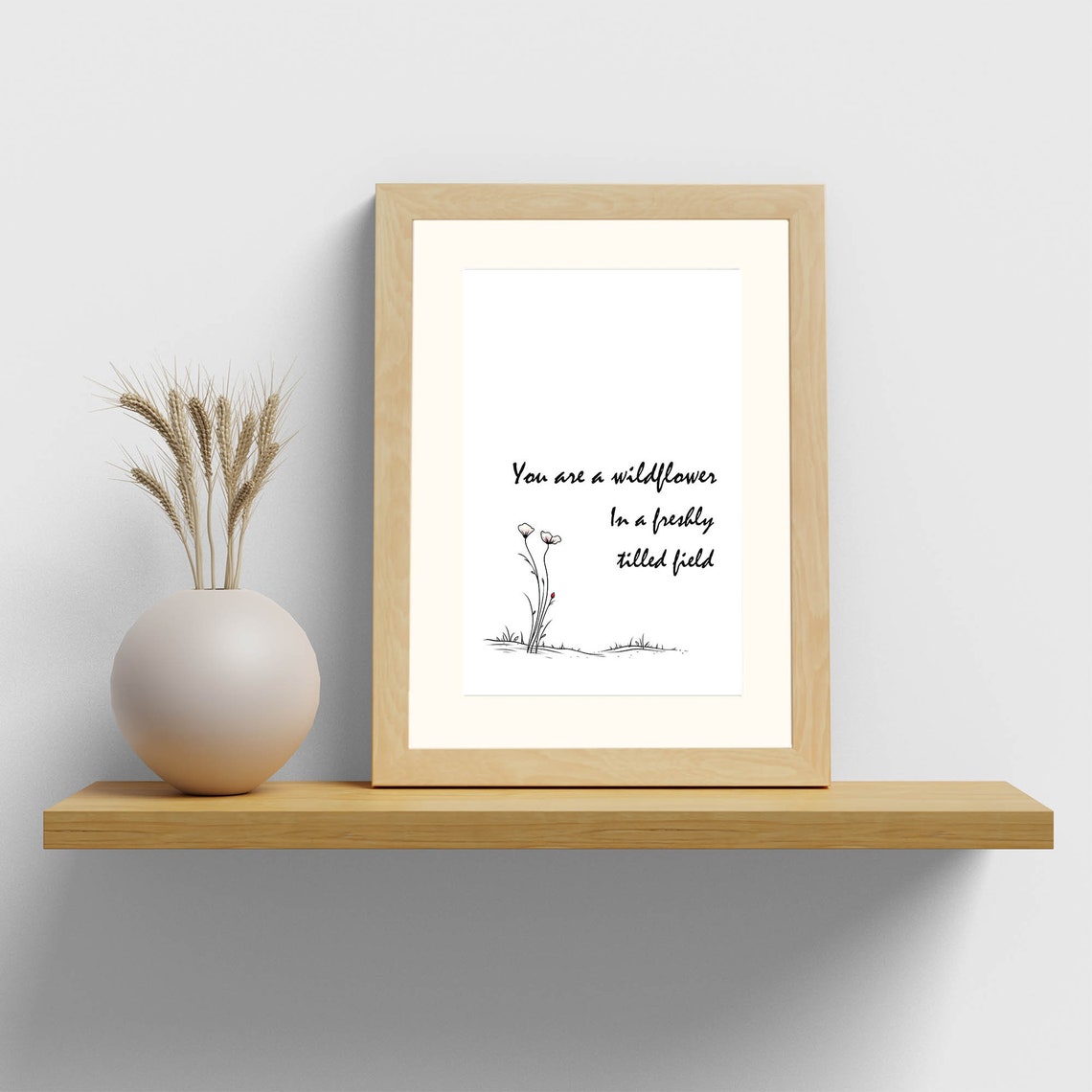 You Are a Wildflower Quote Minimalist Botanical Line Art Print - Image 3