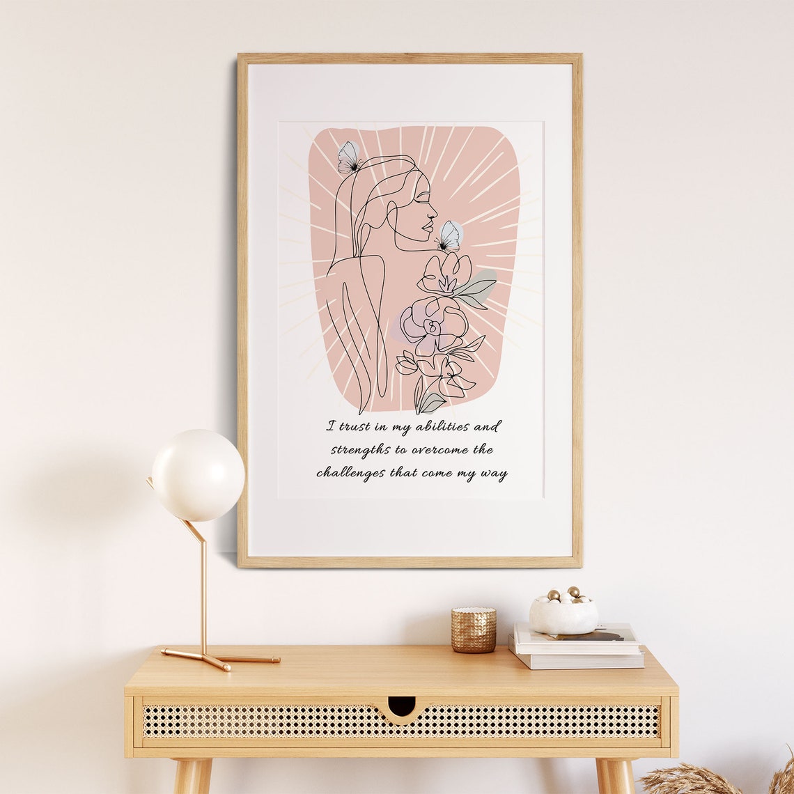 Trust Your Strengths Self Belief Boho Line Art Woman Wall Print - Image 8