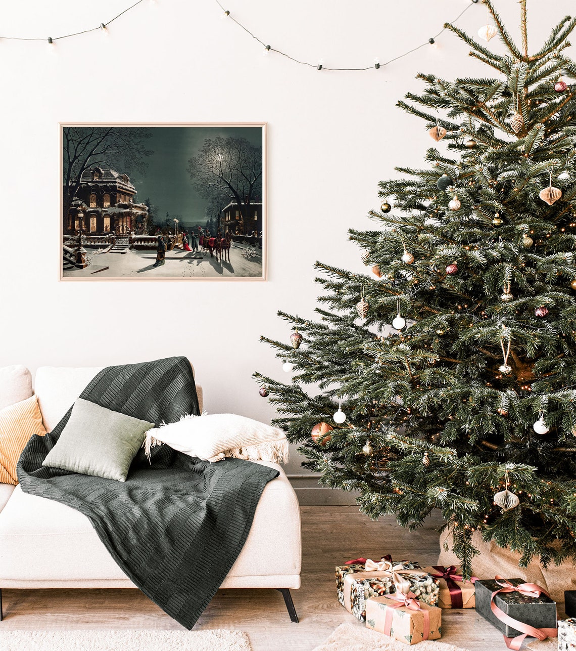 Vintage Christmas Eve Reproduction Village Wall Art Vintage Christmas Winter Snowy Wall Art Farmhouse Holiday Decor Print Xmasv1 - Image 2
