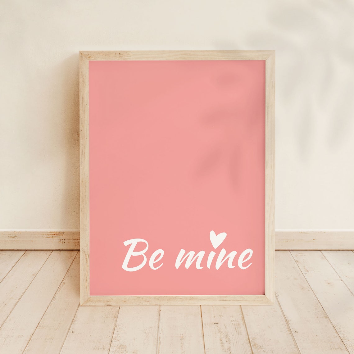 Romantic Be Mine Script Coral Pink Valentine Heart Wall Poster - Image 5