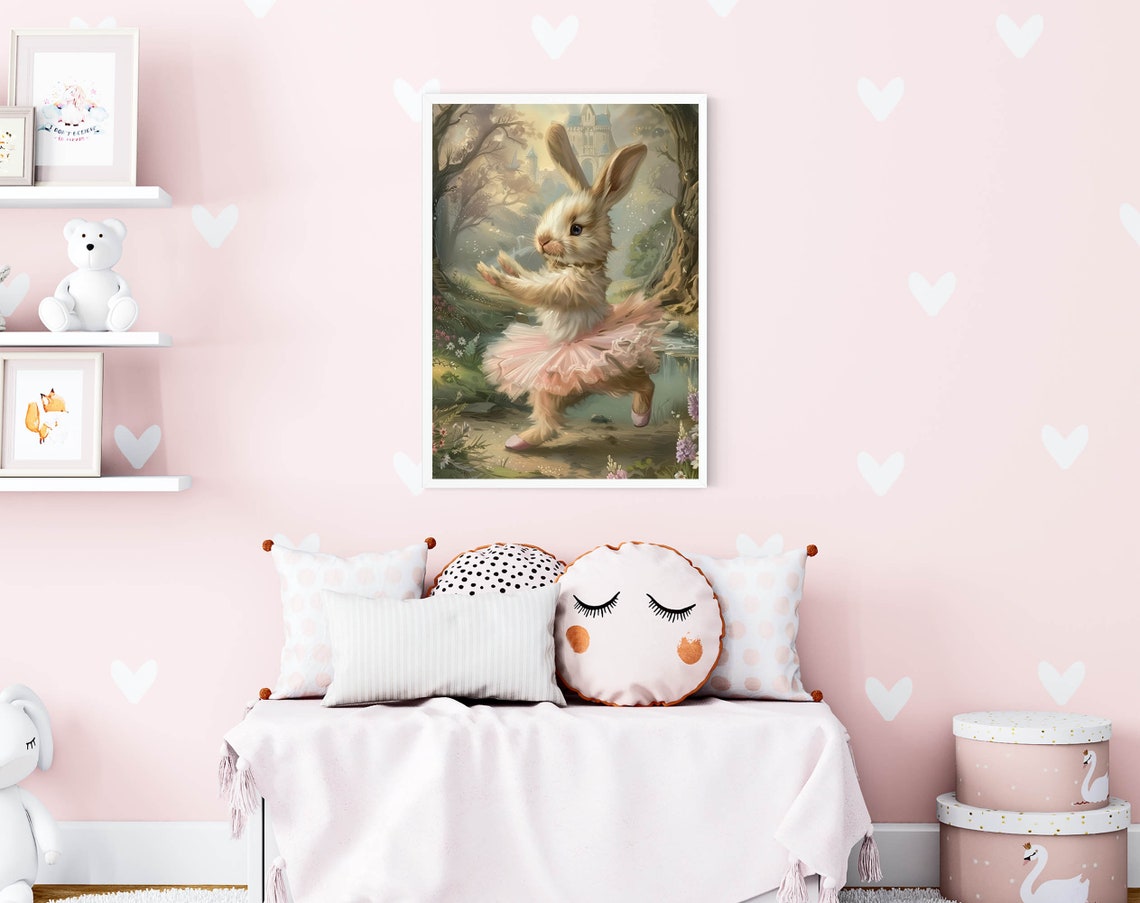 Bunny Ballerina Pink Tutu Enchanted Forest Castle Fairytale Poster - Image 5