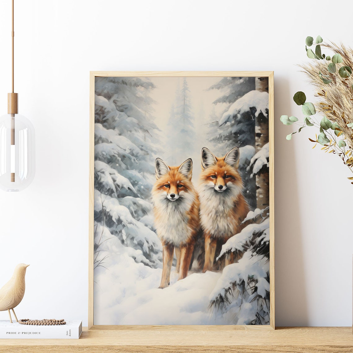 Snowy Winter Fox Art Foxes In Winter Forest Oil Painting Print Winter Snowy Scene Wall Art Woodland Animal No1 Wa01 - Image 8