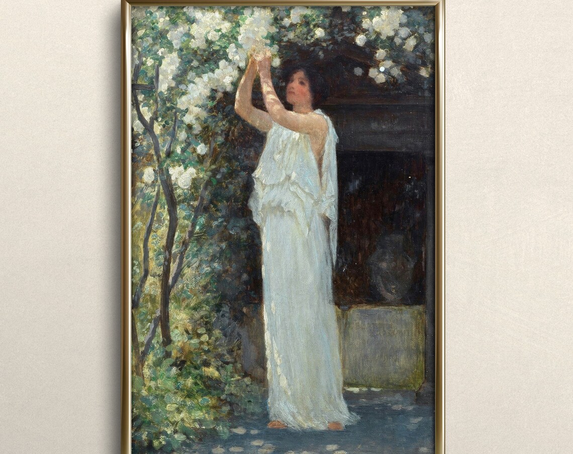Springtime Woman Figure Vintage Spring Art Print