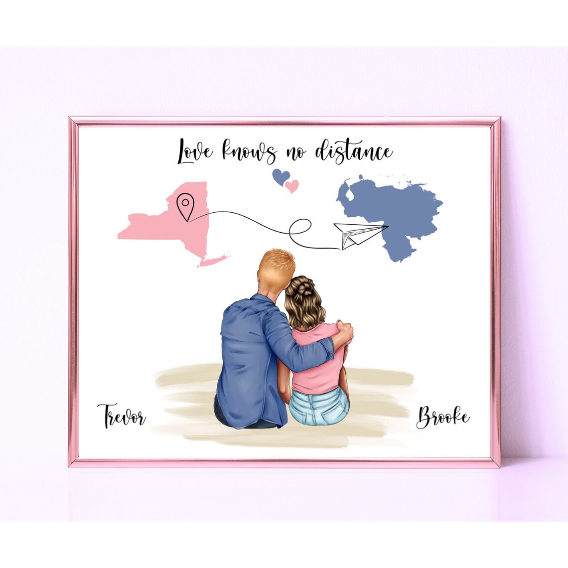 Love Knows No Distance Long Distance Relationship Couple Poster