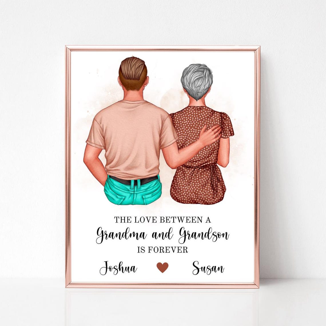 Grandmother With Her Grandson Portrait Personalized Print For Grandma Gift From Adult Grandson Grandma Picture Mothers Day Gift For Nana - Image 5