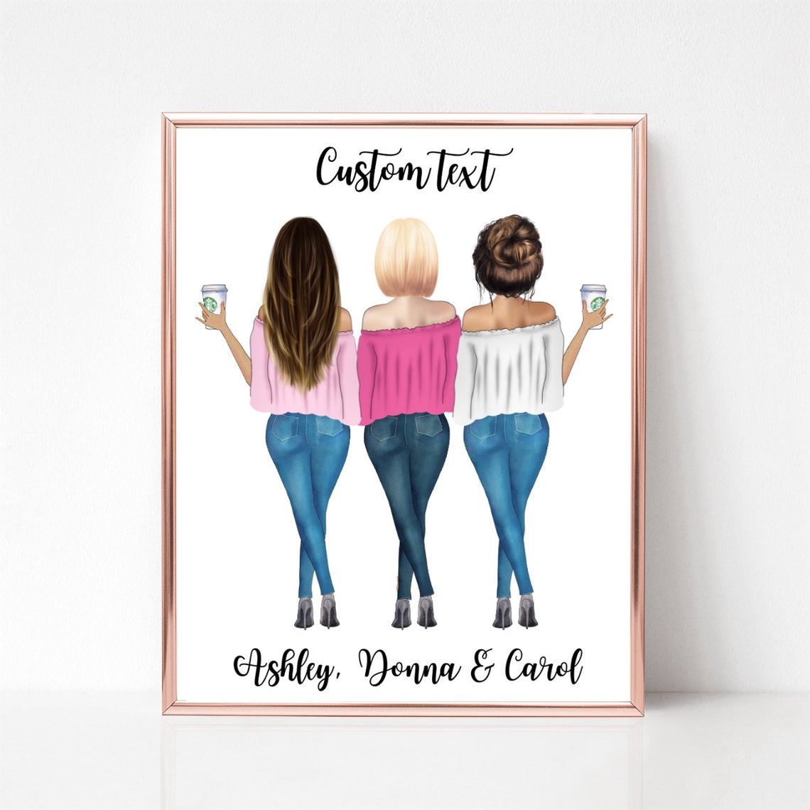 Best Friends Print Mother And Daughter Portrait Sisters Quote Gift Personalized Friends Print Best Friend Picture Custom Birthday Print