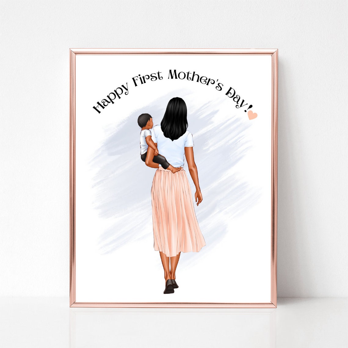 Happy First Mothers Day Mom and Toddler Personalized Portrait Poster - Image 2