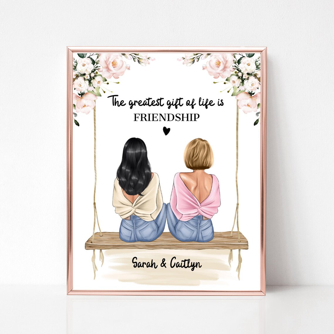 The Greatest Gift Of Life Is Friendship Floral Swing Quote Poster - Image 2