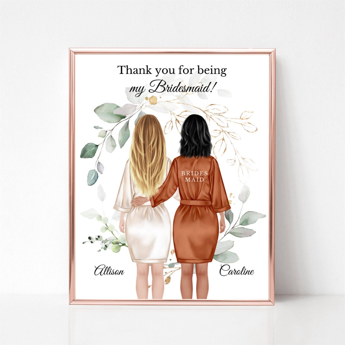 Personalized Thank You Bridesmaid Print Bride and Bridesmaid Gift - Image 2