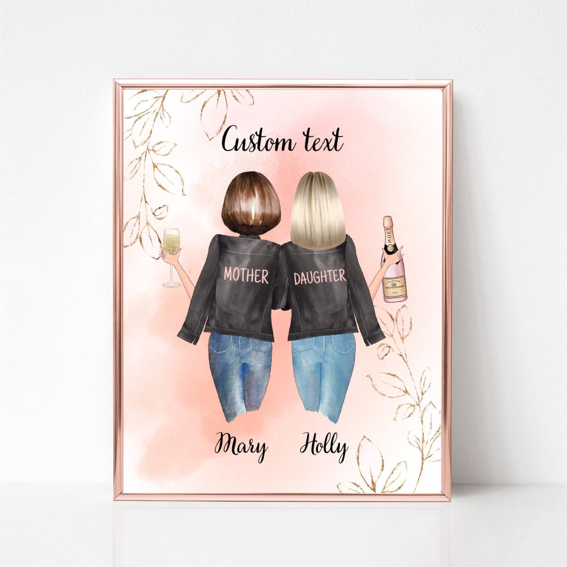 Mother and Daughter Matching Jackets Champagne Personalized Poster - Image 3