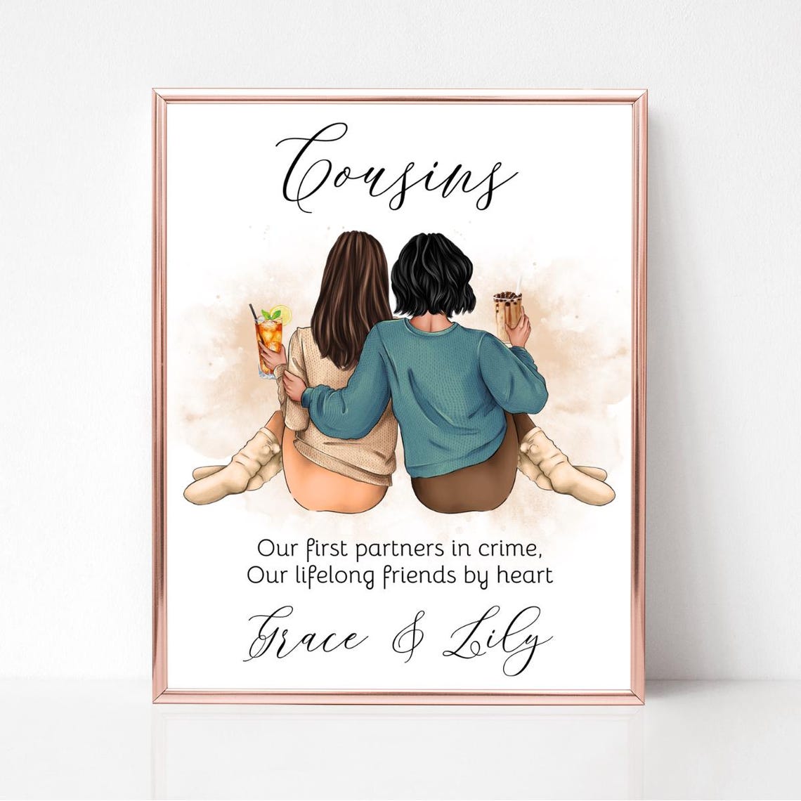 Cousins Partners In Crime Lifelong Friends By Heart Quote Poster - Image 2