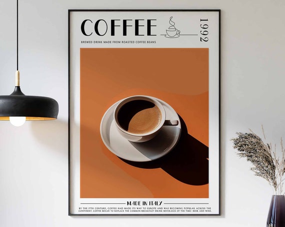 Coffee Print Kitchen Decor Coffee Poster Coffee Art Coffee Lovers Gift Coffee Wall Decor Retro Wall Decor Vintage Decor