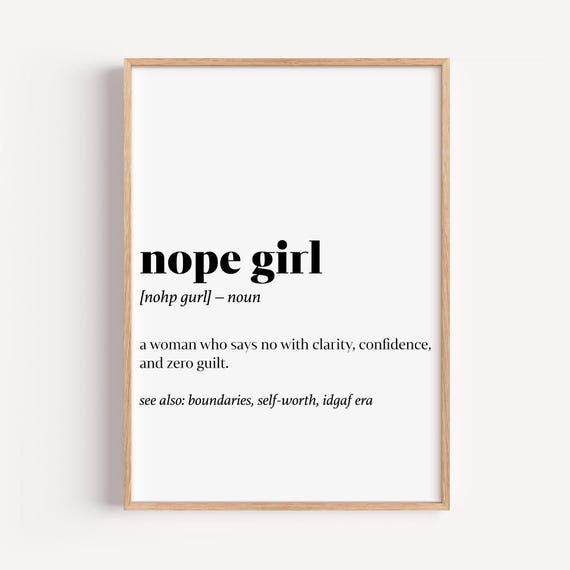 Nope Girl Definition Print Feminist Wall Art