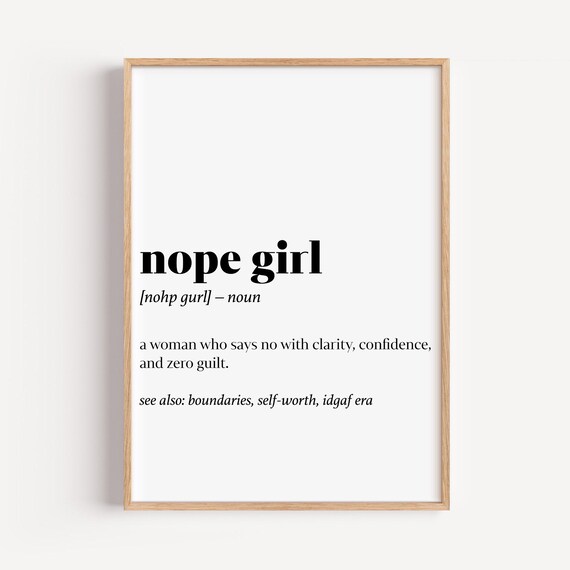 Nope Girl Feminist Dictionary Definition Bold Minimalist Typography Poster