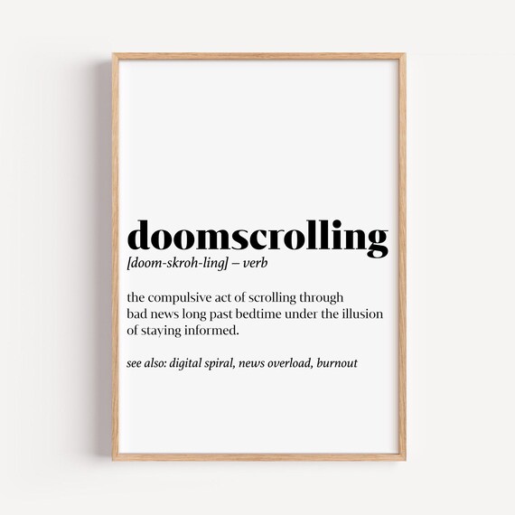 Doomscrolling Definition Print Funny Dictionary Wall Art Pdf Jpg