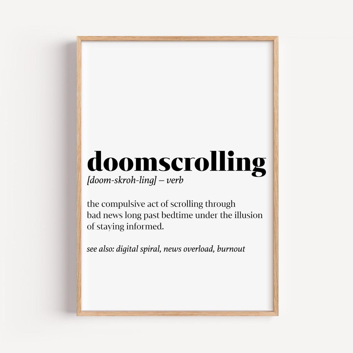 Doomscrolling Definition Funny Dictionary Social Media Quote Poster