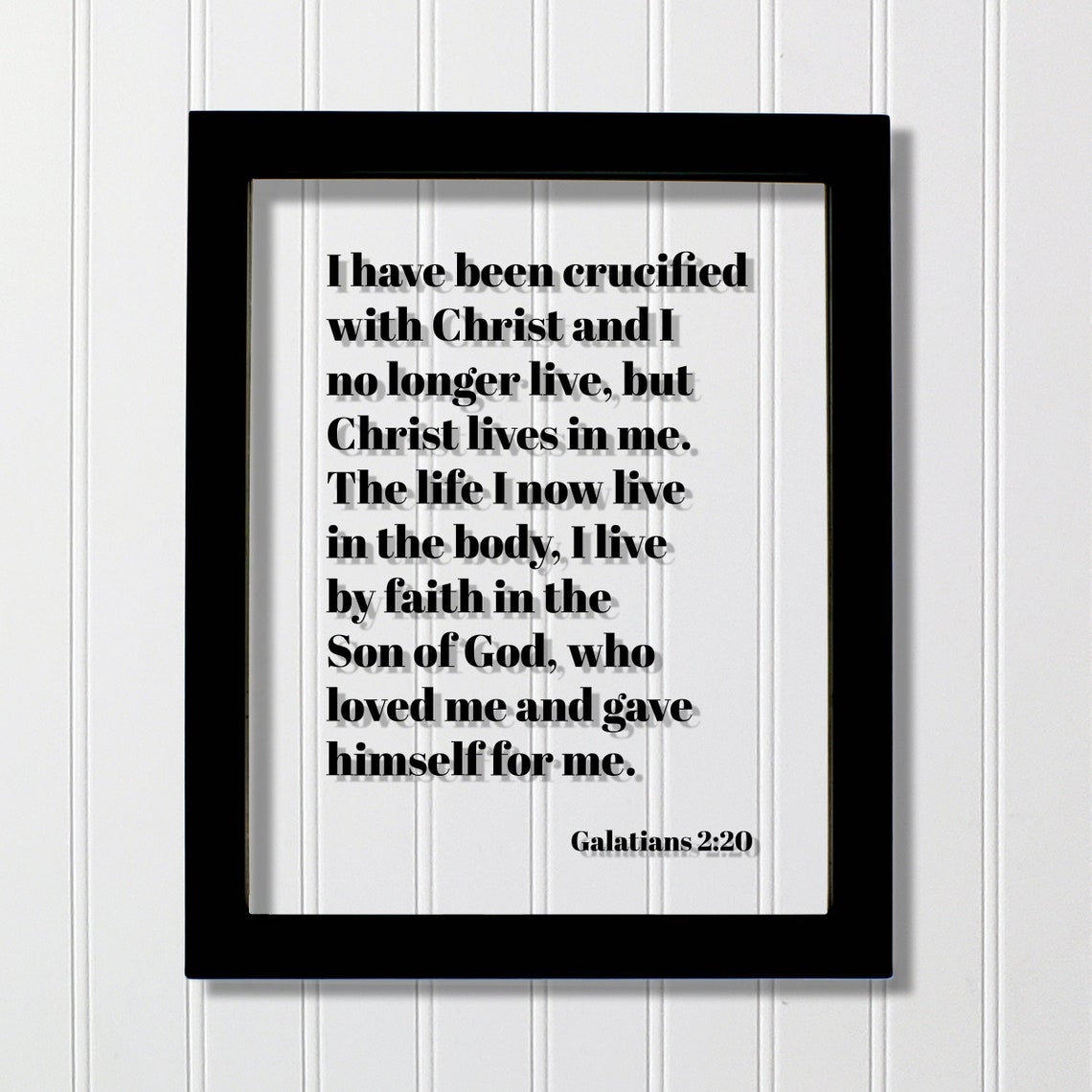 Galatians 2:20 Bible Verse Floating Quote Modern Black Frame Poster