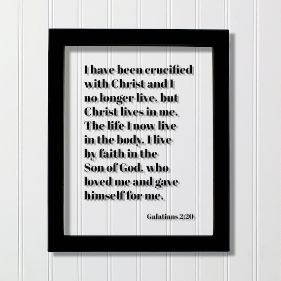 Galatians 2:20 Bible Verse Floating Quote Modern Black Frame Poster