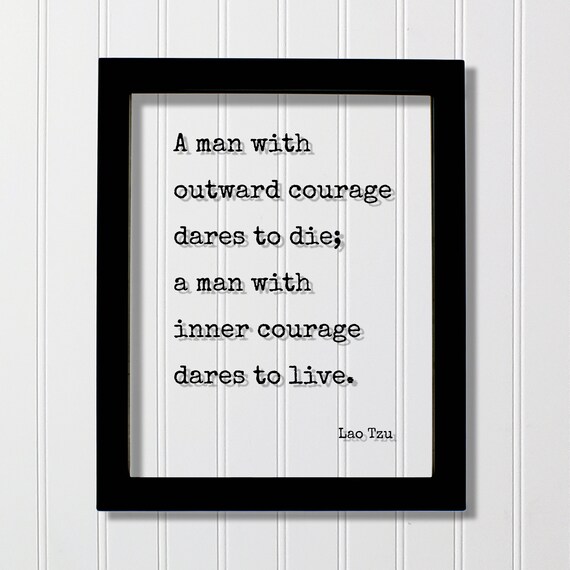 Lao Tzu Inner Courage Quote Floating Black Typewriter Poster
