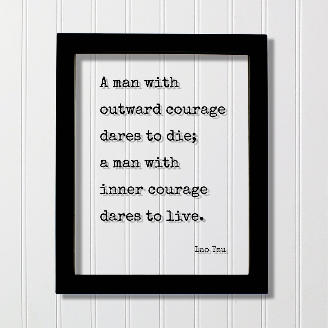 Lao Tzu Inner Courage Quote Floating Black Typewriter Poster