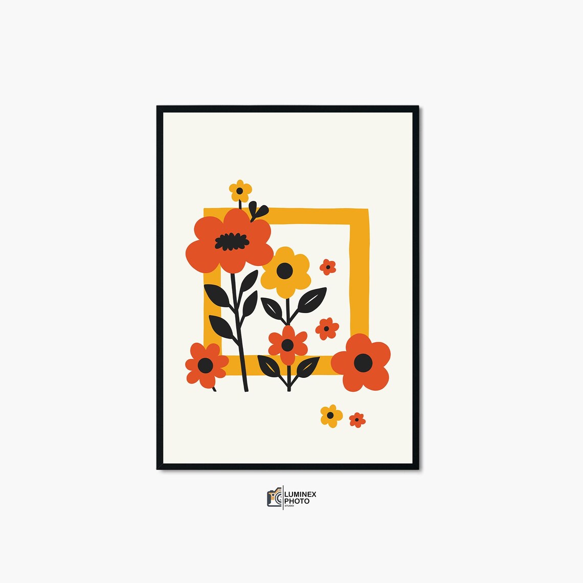 Nordic Abstract Flower Art Print, Scandinavian Wall