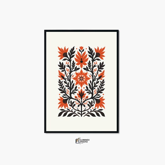 Nordic Abstract Flowers Poster Print, Scandinavian