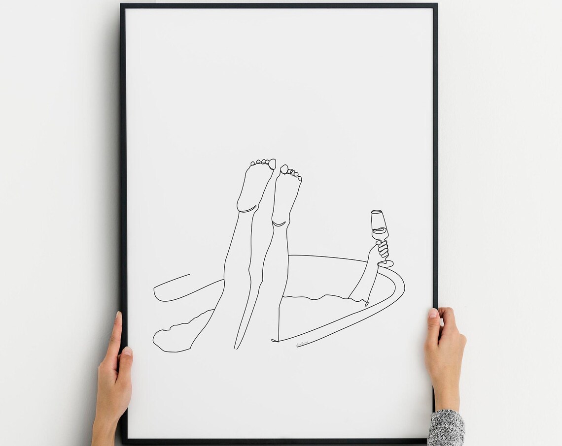 Wine Woman Bathroom Legs Line Art Poster - Image 3