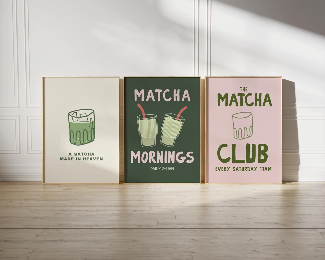 Matcha Cute Kitchen Art Print, Coffee Bar Decor - Image 3