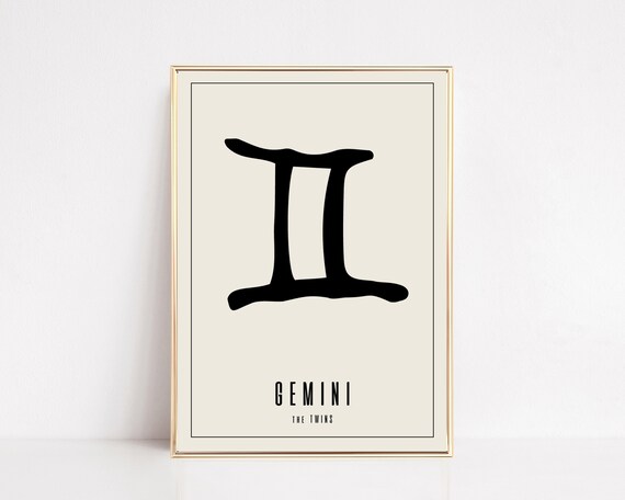 Gemini Zodiac Sign The Twins Minimalist Astrology Star Sign Poster