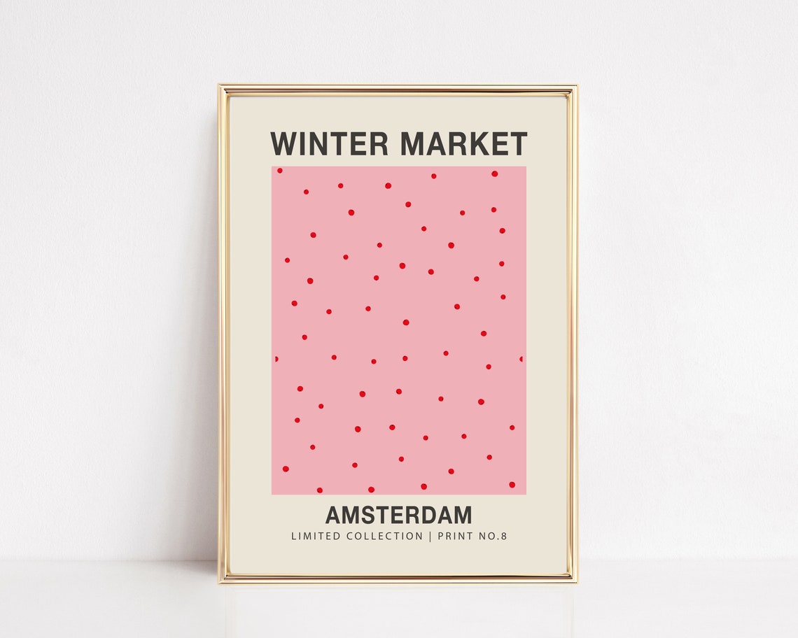 Winter Market Amsterdam Pink Dot Minimalist Artwork Number 8 Poster