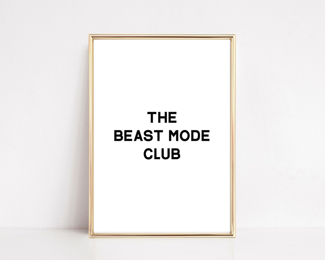 The Beast Mode Club Bold Black Minimalist Gym Motivation Quote Poster