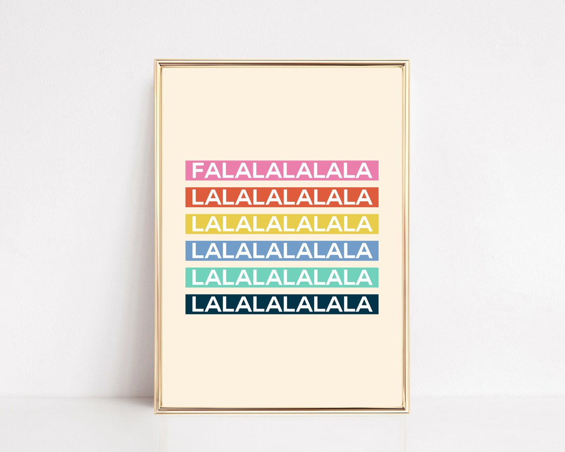 Fa La La Retro Color Block Festive Typography Christmas Print