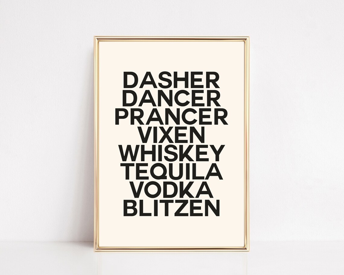 Funny Christmas Bar Cart Decor, Holiday Art Print - Image 3