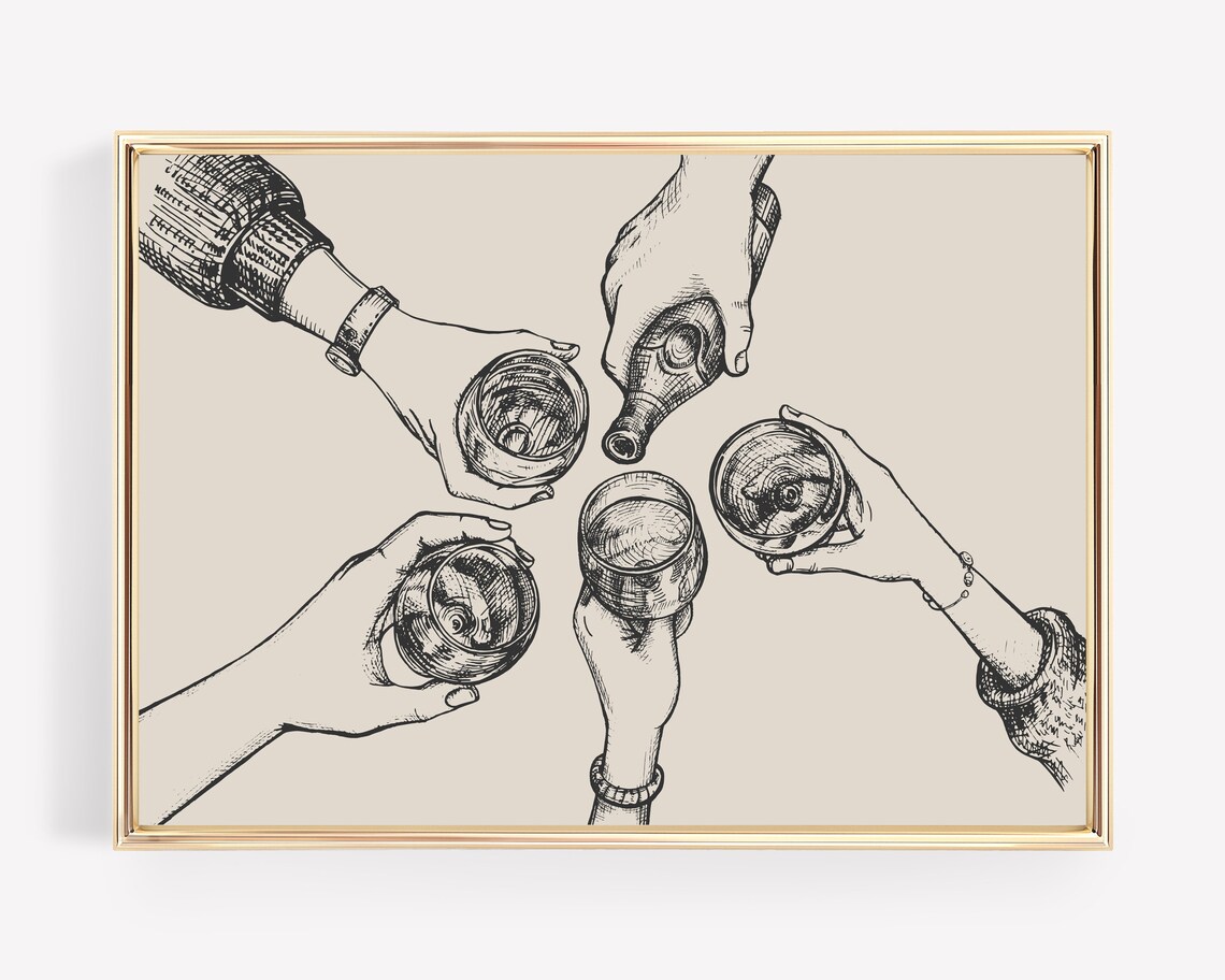 Bar Cart Cocktail Art Print, Home Bar Decor - Image 2