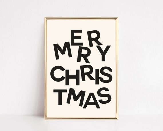 Neutral Christmas Merry Christmas Sign Art Print
