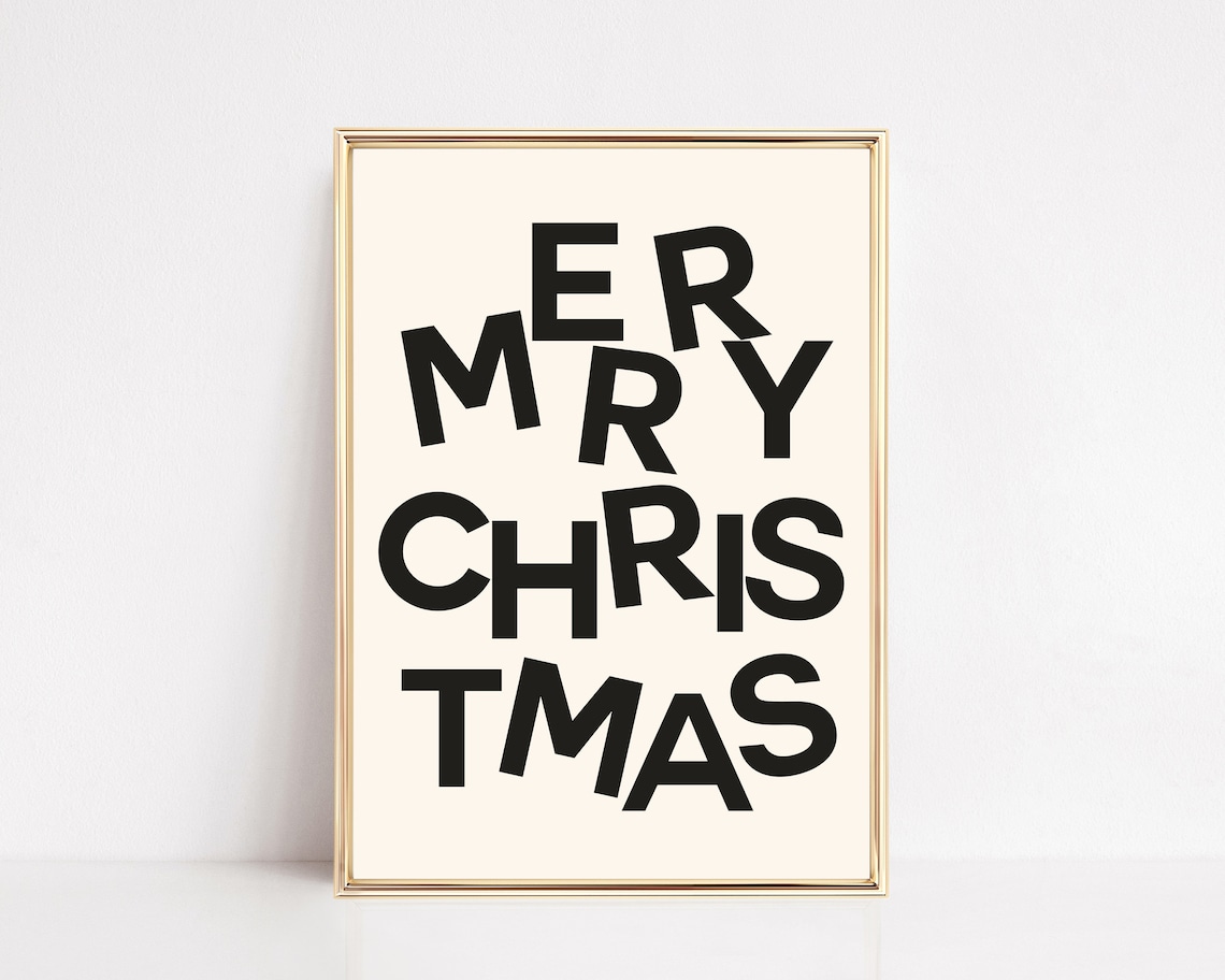 Neutral Christmas Merry Christmas Sign Art Print