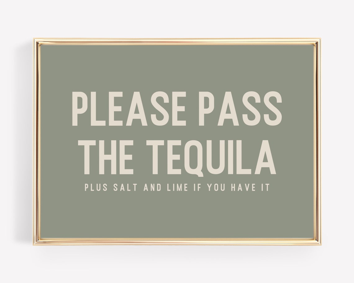 Please Pass The Tequila Plus Salt And Lime Funny Bar Cart Poster - Image 2