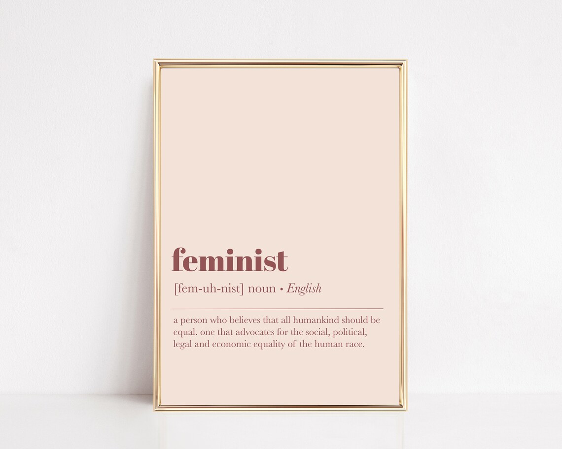 Feminist Definition Art Print, Pink Minimalist Decor