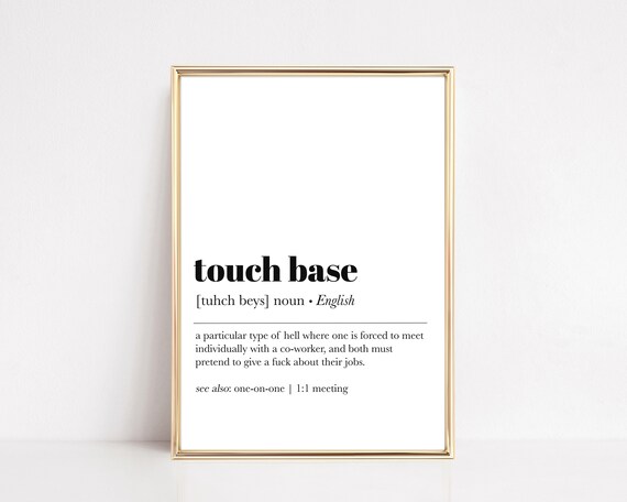 Funny Office Wall Art Touch Base Definition Print Cubicle Decor Funny Office Decor Office Wall Decor Print