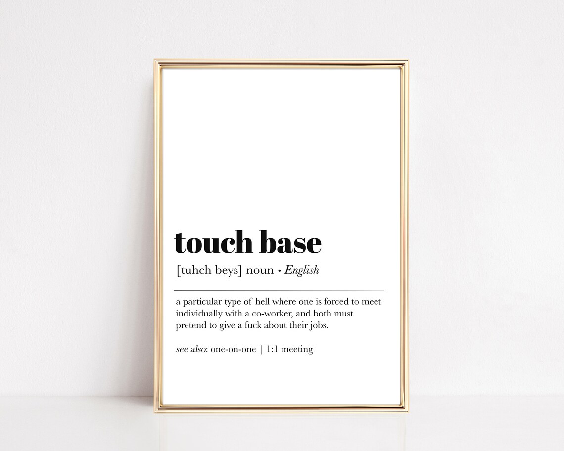 Funny Office Wall Art Touch Base Definition Print Cubicle Decor Funny Office Decor Office Wall Decor Print