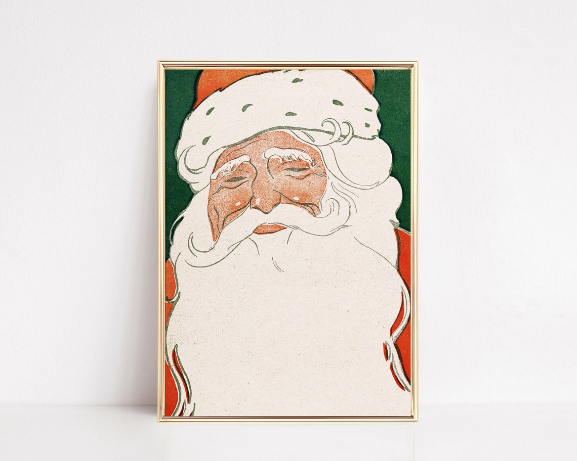 Santa Retro Christmas Decor Art Print