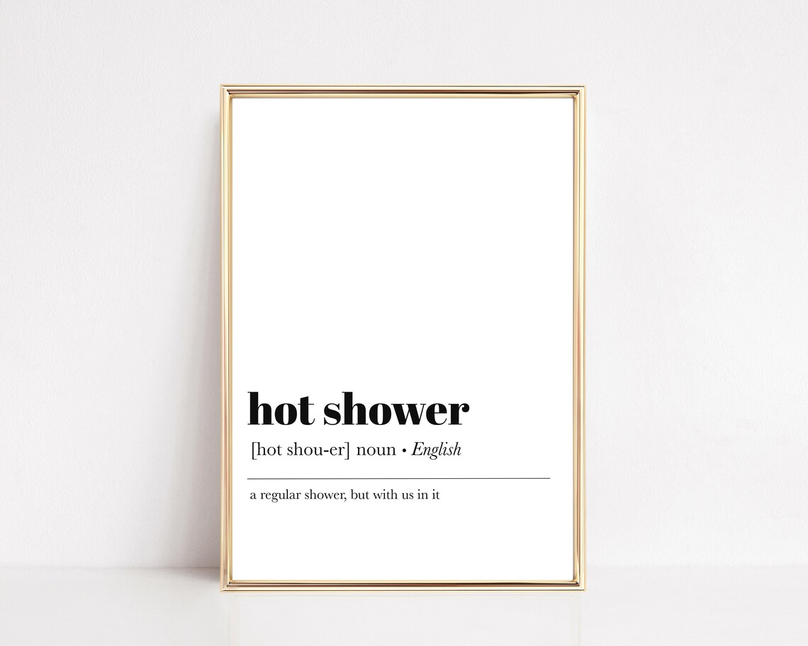 Funny Bathroom Art Bathroom Wall Decor Hot Shower Definition Print Funny Bathroom Prints Bathroom Wall Decor