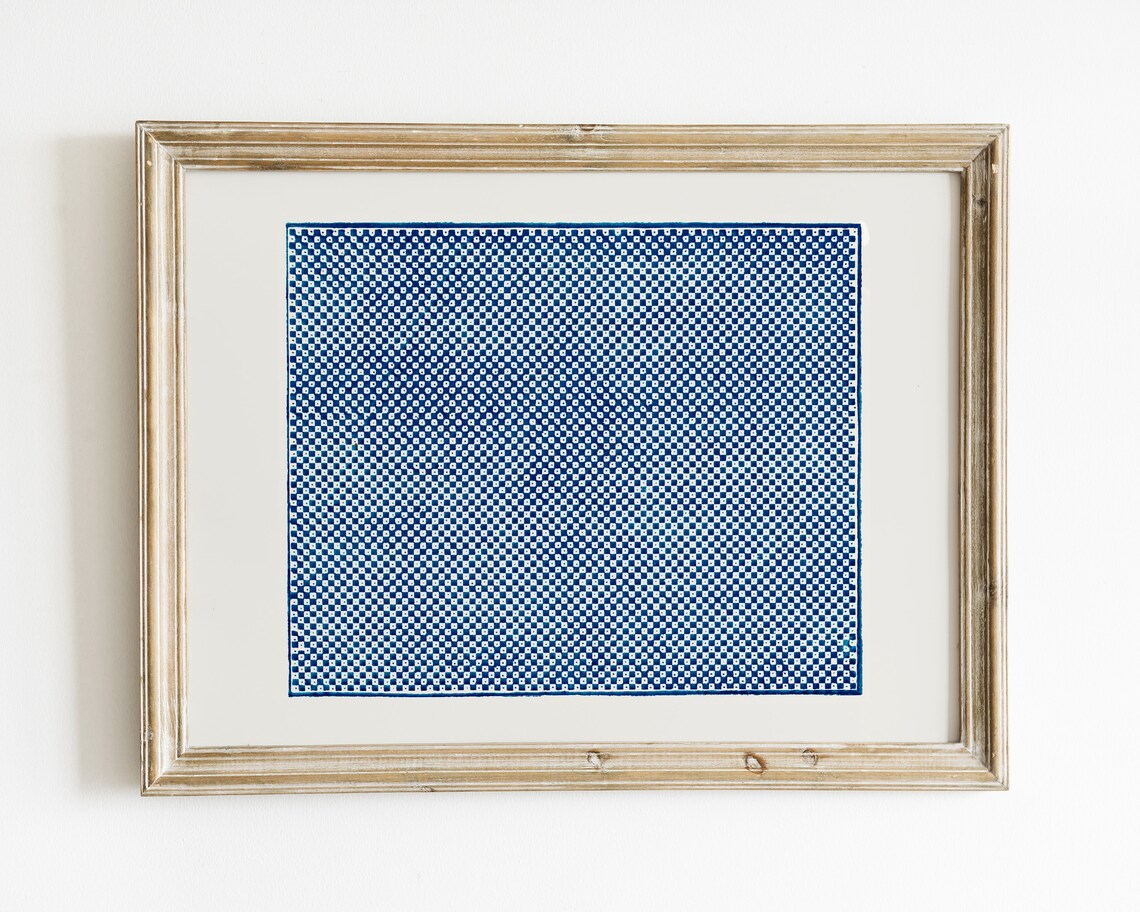 Abstract Blue Vintage Eclectic Art Print