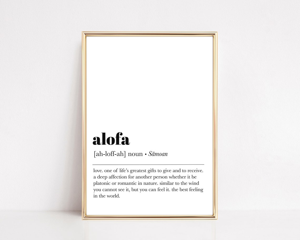 Alofa Samoan Love Definition Quote Poster Minimalist Gift Art