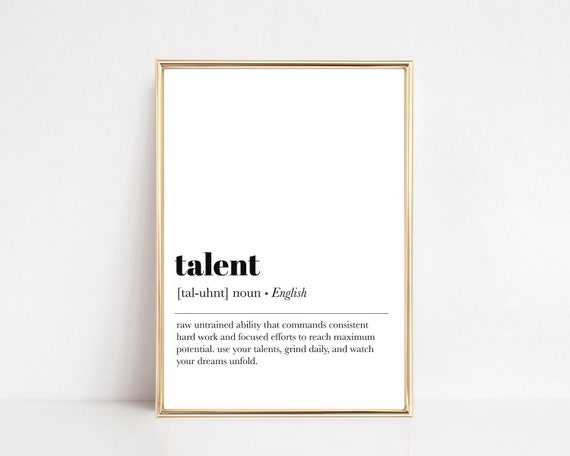 Inspirational Poster Office Wall Art Talent Definition Print Home Office Decor Motivational Print Print