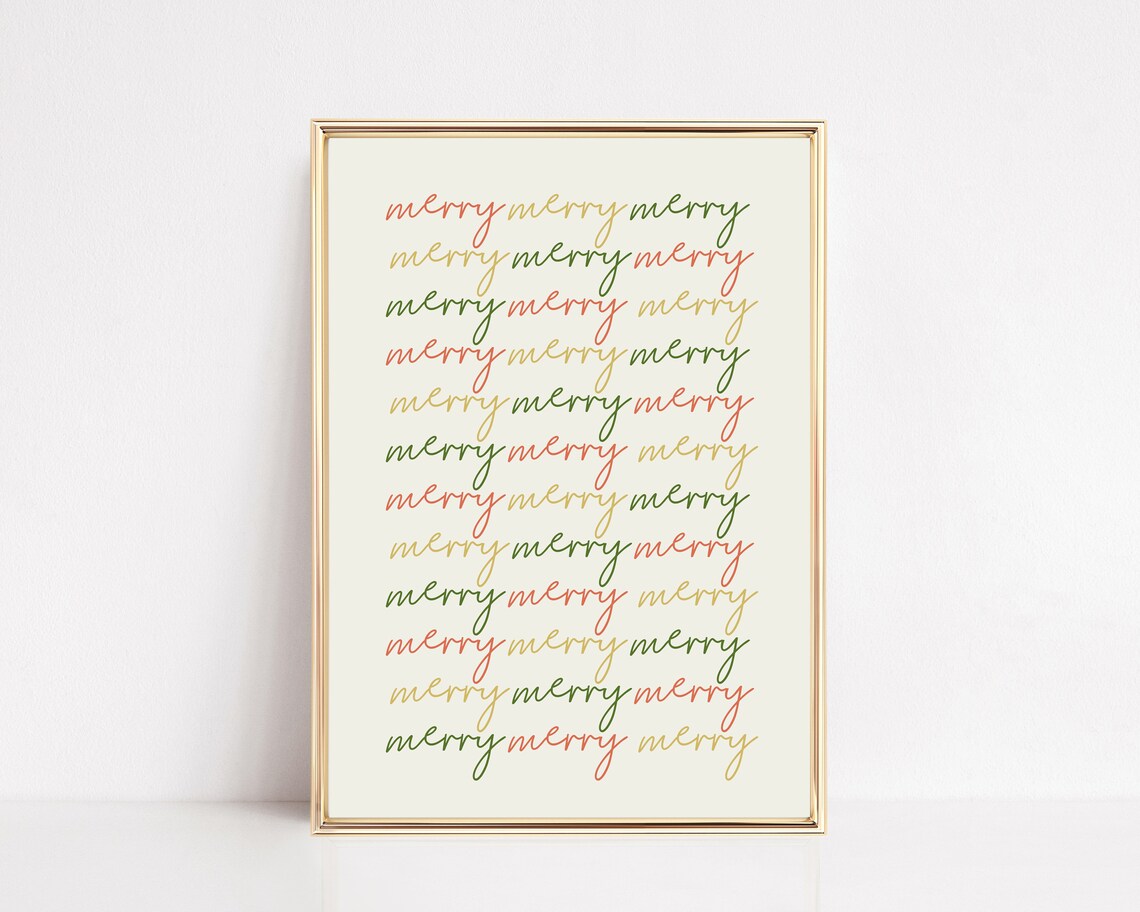 Merry Christmas Sign Art Print, Neutral Holiday Decor - Image 2