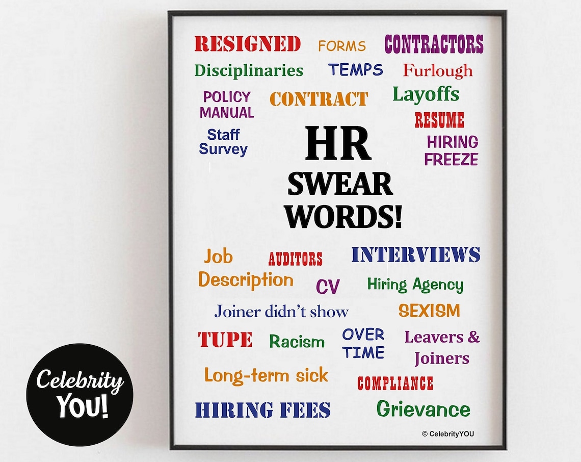HR Swear Words Humor Office Sign Art Print