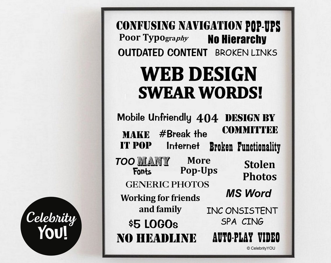 Web Design Swear Words Funny Designer Office Humor Poster Gift